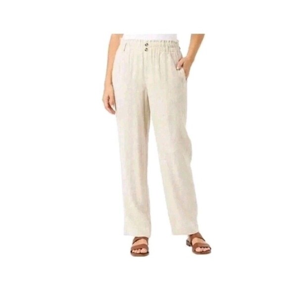Briggs Women's Size Large  Linen Blend Pull-On Pants, Camel - Picture 1 of 13